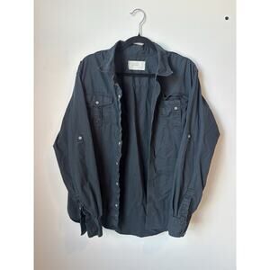 Free Planet Men Black Long Sleeve Utility Shirt Size X-Large